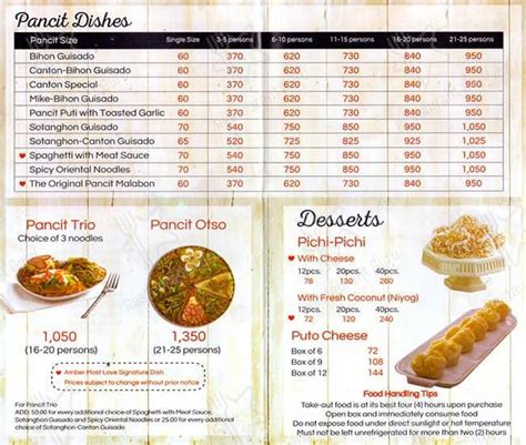 amber golden chain of restaurants menu